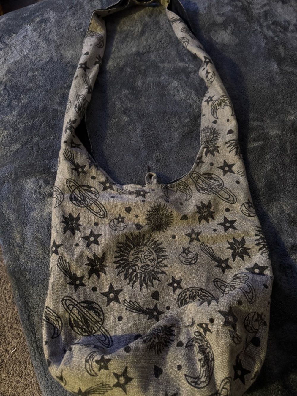 Grey Celestial Print Shoulder Bag